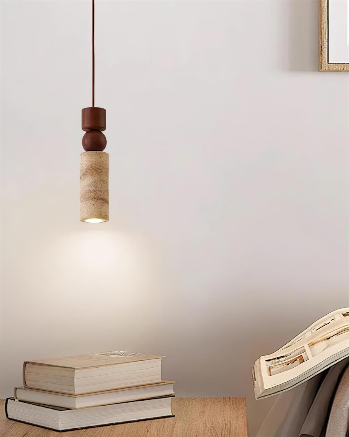 Pendant Light Wood Travertine Geometric Nordic