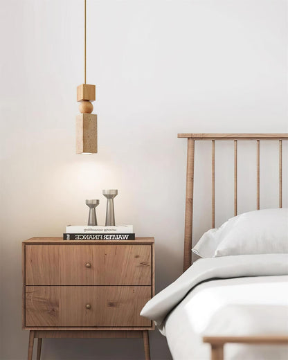 Pendant Light Wood Travertine Geometric Nordic