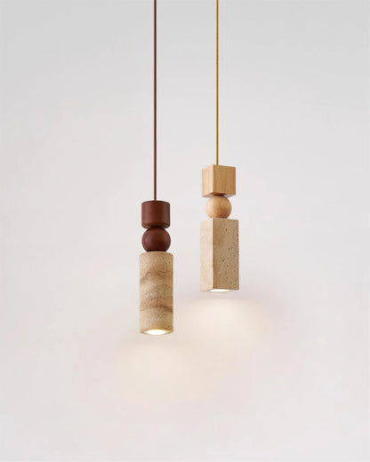 Pendant Light Wood Travertine Geometric Nordic