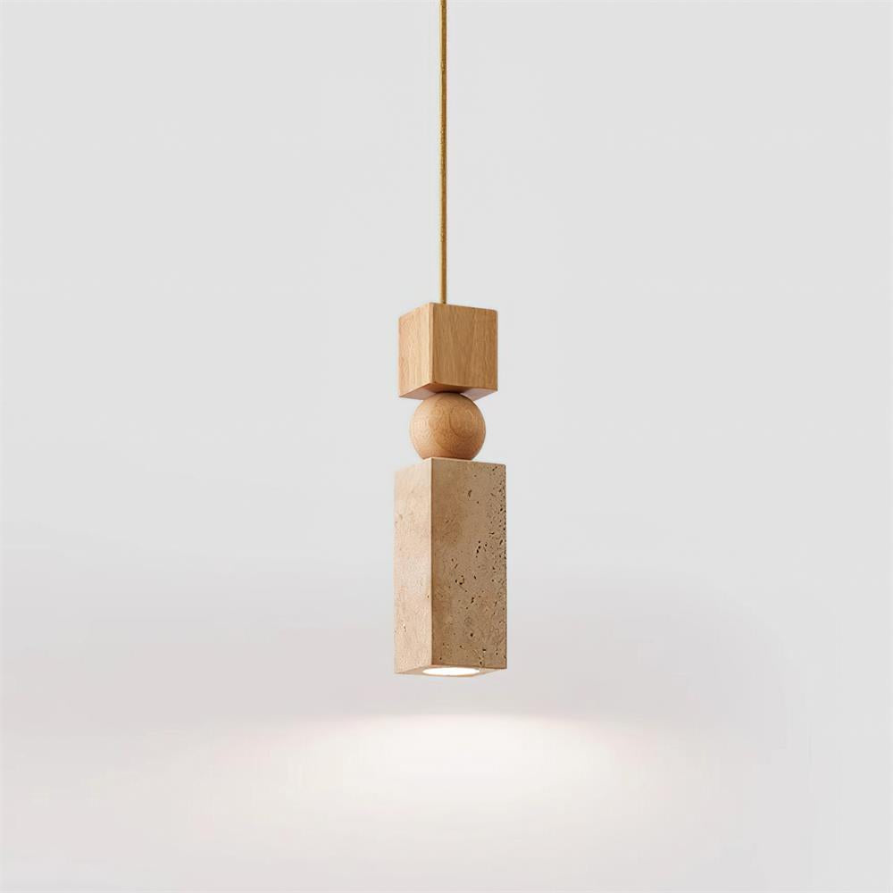 Pendant Light Wood Travertine Geometric Nordic