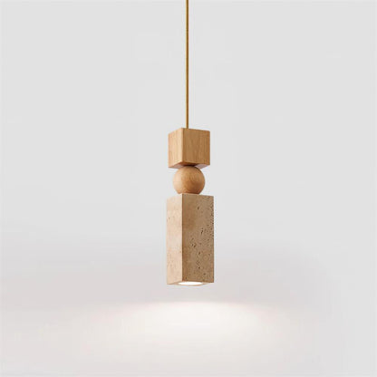Pendant Light Wood Travertine Geometric Nordic