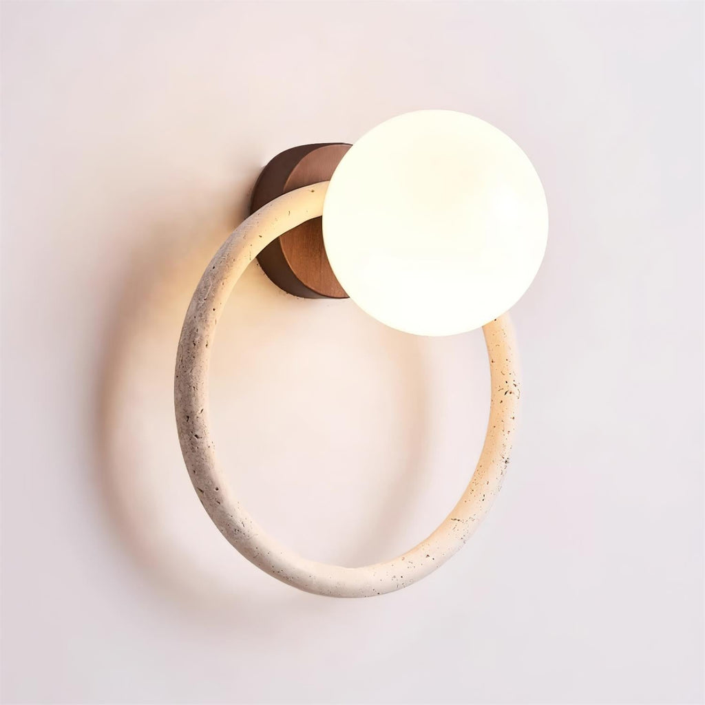 Wing Wall Light With Walnut Wood Trim Elegant Travertine
