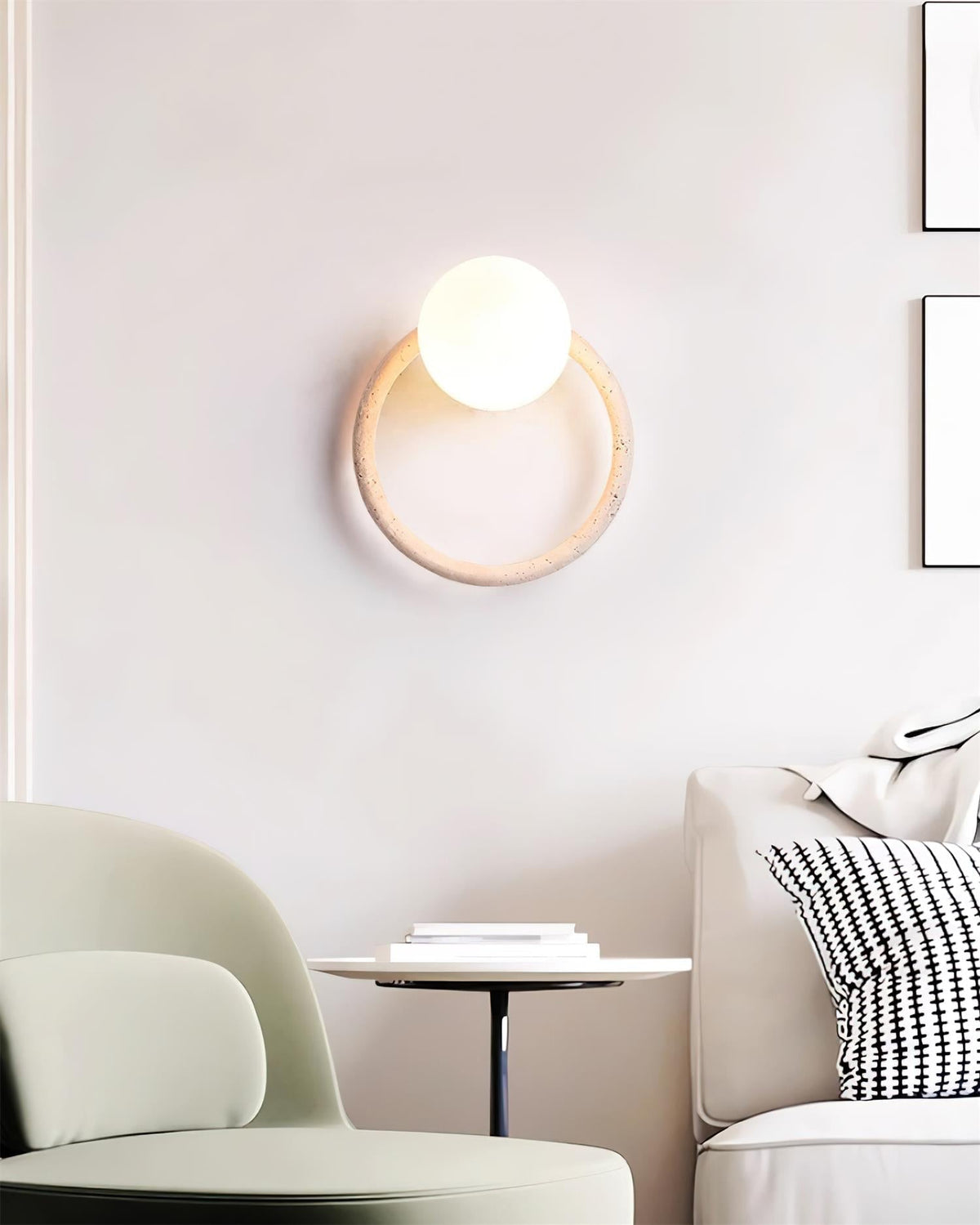 Wing Wall Light With Walnut Wood Trim Elegant Travertine