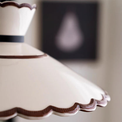 Scallop Shade Pendant Light Vintage Cream Ceramic