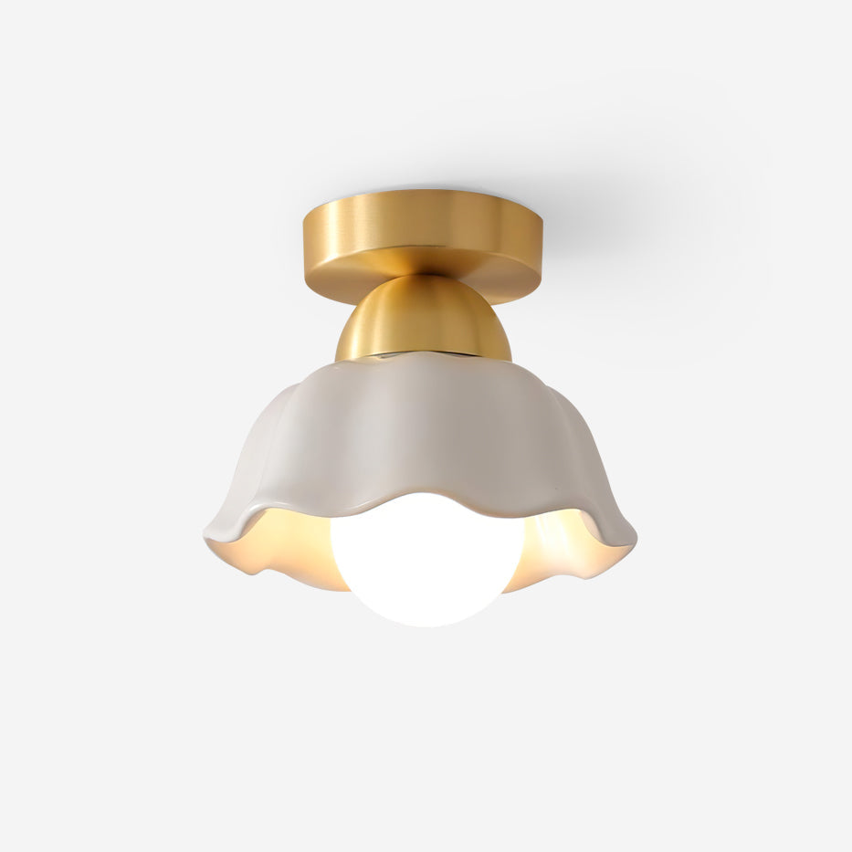 Wall Or Ceiling Light With E14 Socket Dimmable Brass And White