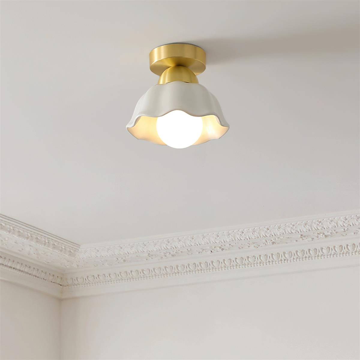 Wall Or Ceiling Light With E14 Socket And Dimmable Brass And White