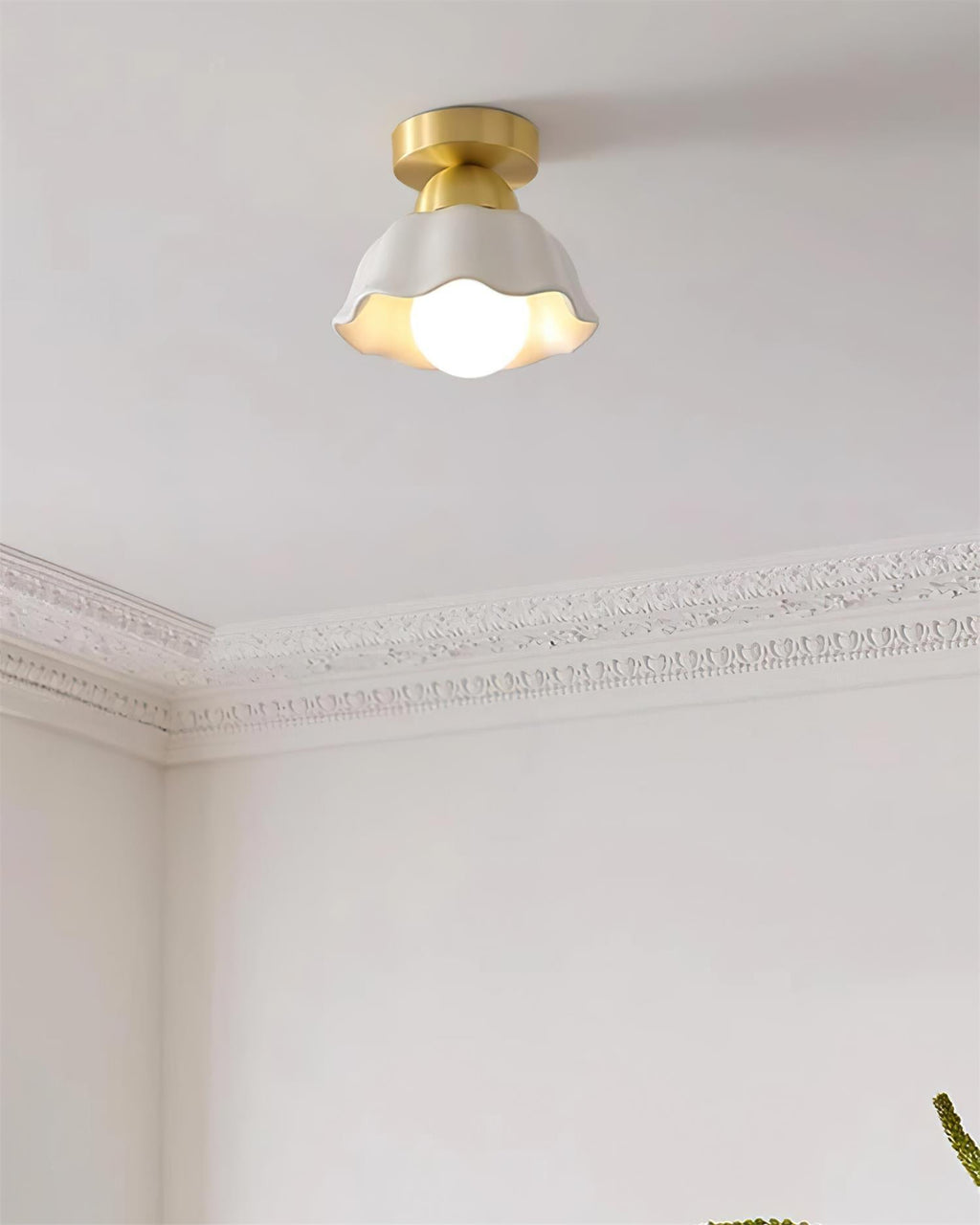 Wall Or Ceiling Light With E14 Socket And Dimmable Brass And White