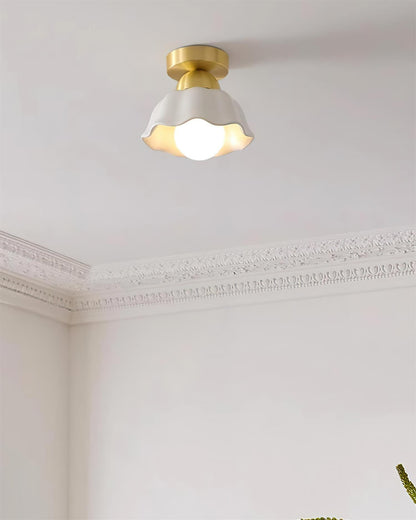 Wall Or Ceiling Light With E14 Socket Dimmable Brass And White
