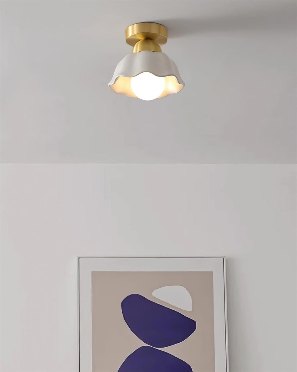 Wall Or Ceiling Light With E14 Socket And Dimmable Brass And White