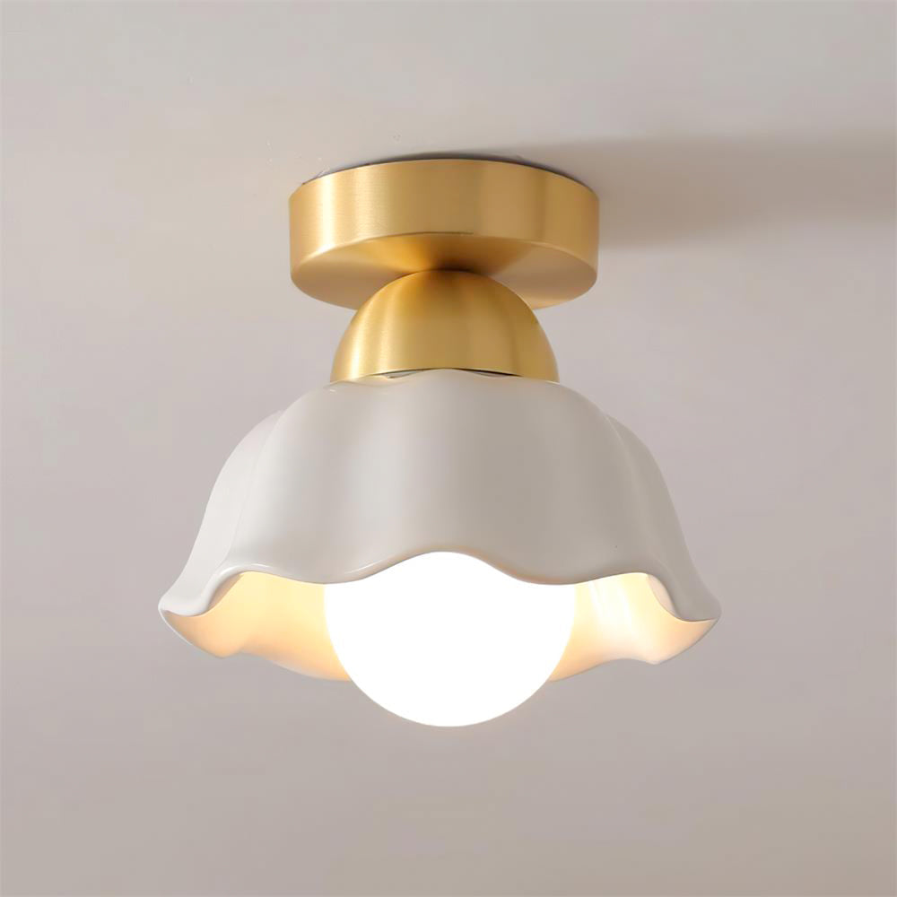 Wall Or Ceiling Light With E14 Socket And Dimmable Brass And White