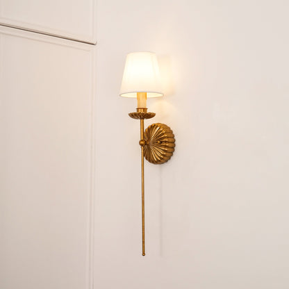 Antique Gold Leaf Backplate With Double Candle Wall Lamp