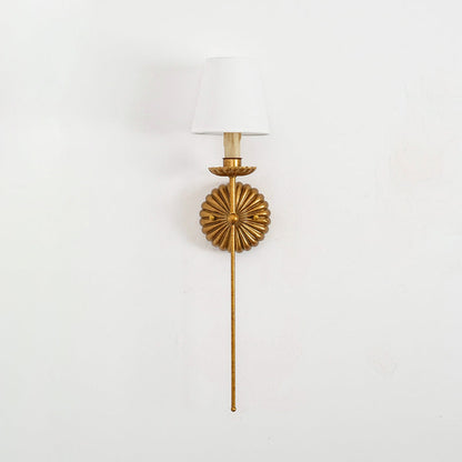 Antique Gold Leaf Backplate With Double Candle Wall Lamp