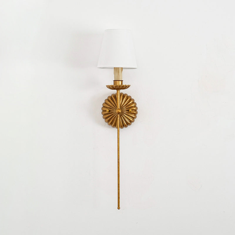 Antique Gold Leaf Backplate With Double Candle Wall Lamp