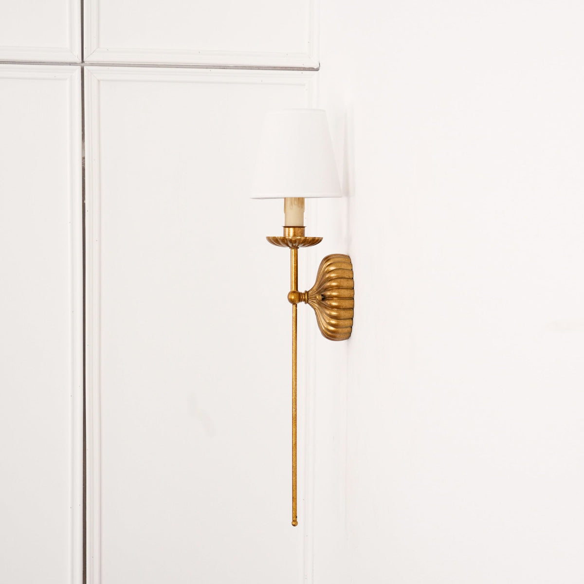 Antique Gold Leaf Backplate With Double Candle Wall Lamp