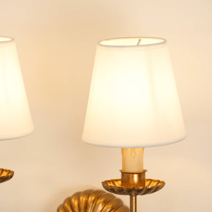 Antique Gold Leaf Backplate With Double Candle Wall Lamp