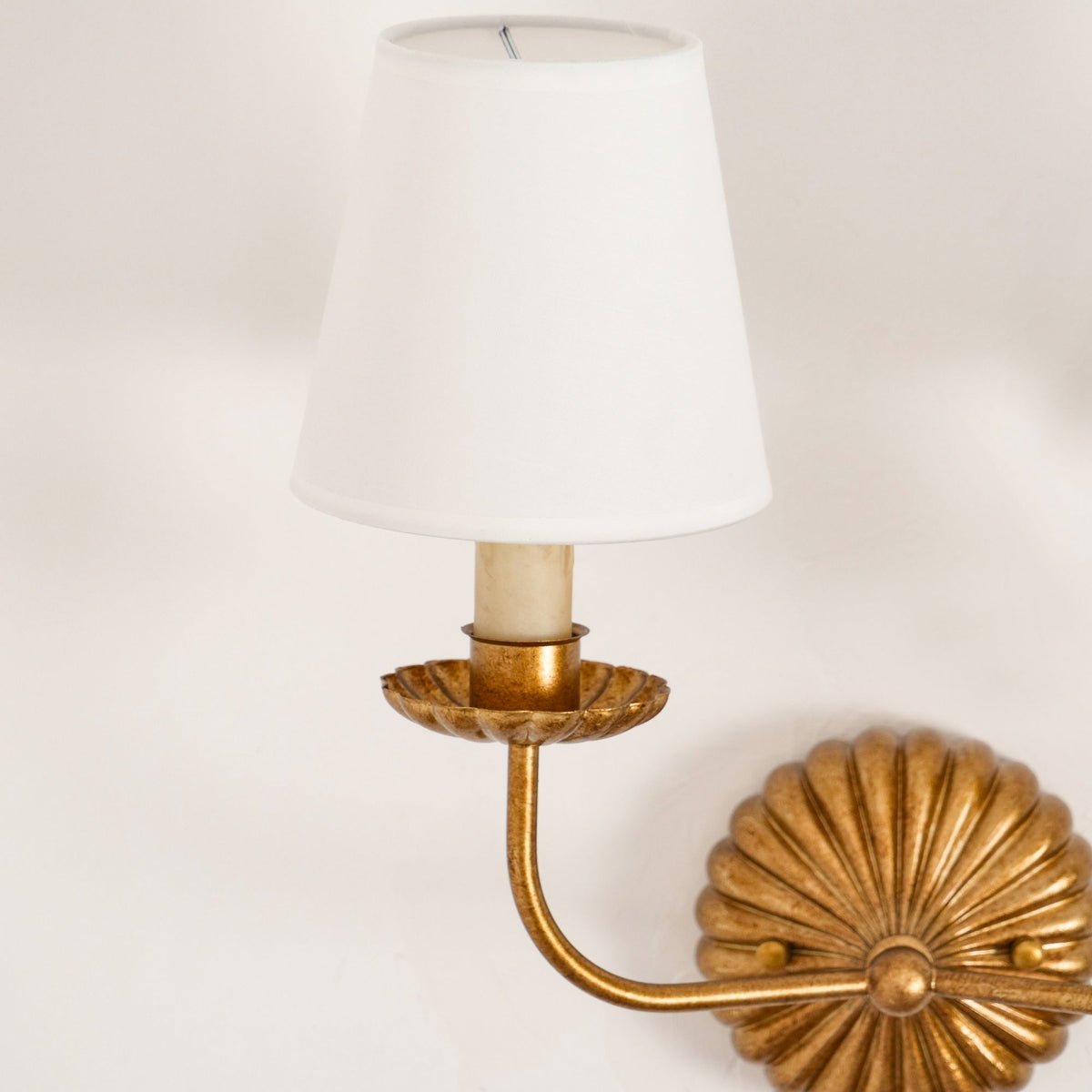 Antique Gold Leaf Backplate With Double Candle Wall Lamp