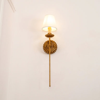 Antique Gold Leaf Backplate With Double Candle Wall Lamp