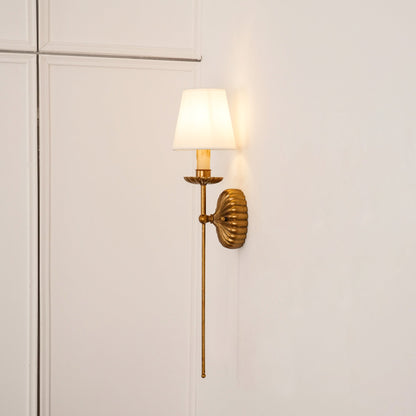 Antique Gold Leaf Backplate With Double Candle Wall Lamp