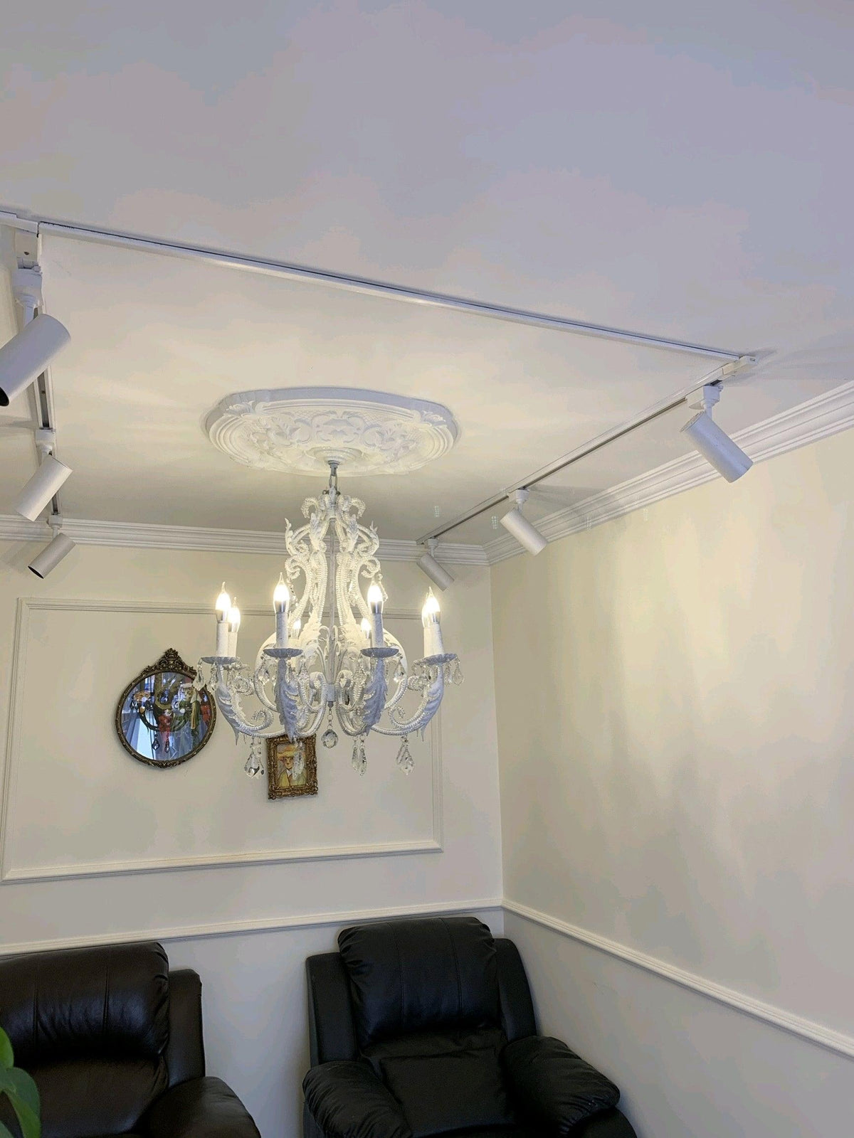 Chandelier With Candle Holder And Crystal Bead Pendant