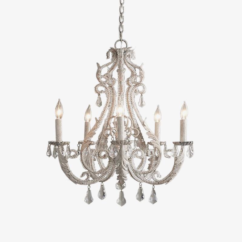Chandelier With Candle Holder And Crystal Bead Pendant