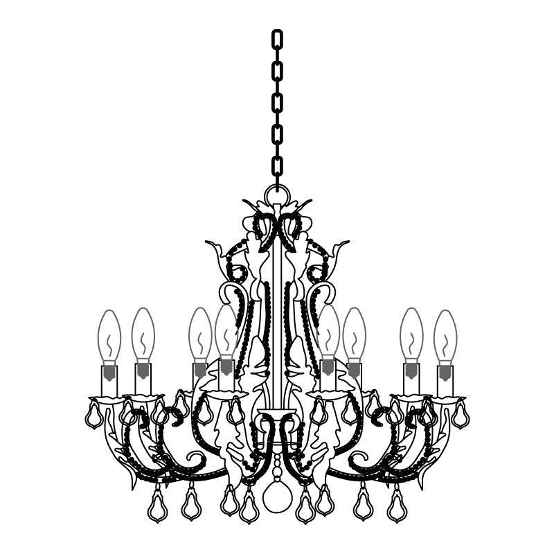 Chandelier With Candle Holder And Crystal Bead Pendant