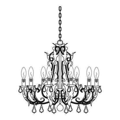 Chandelier With Candle Holder And Crystal Bead Pendant