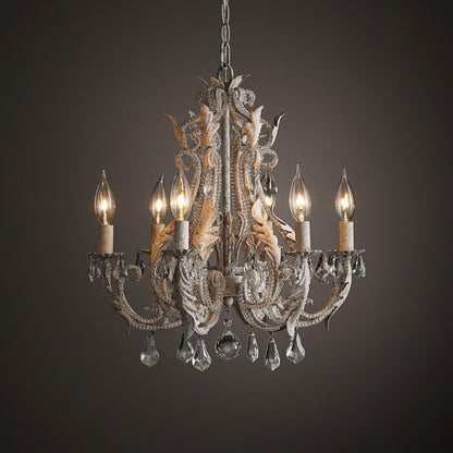 Chandelier With Candle Holder And Crystal Bead Pendant