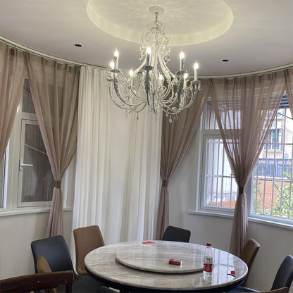 Chandelier With Candle Holder And Crystal Bead Pendant