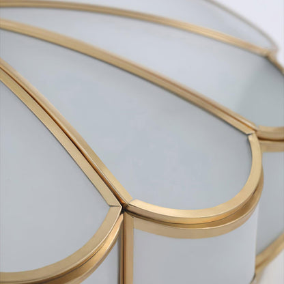 Brass Finish Frosted Glass Ceiling Light With Flower Shape