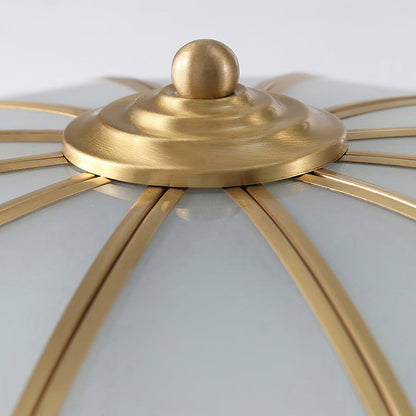 Brass Finish Frosted Glass Ceiling Light With Flower Shape