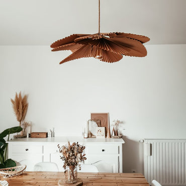 Pendant Lamp With Warm Glow Lyra Pleated Leaf Lotus