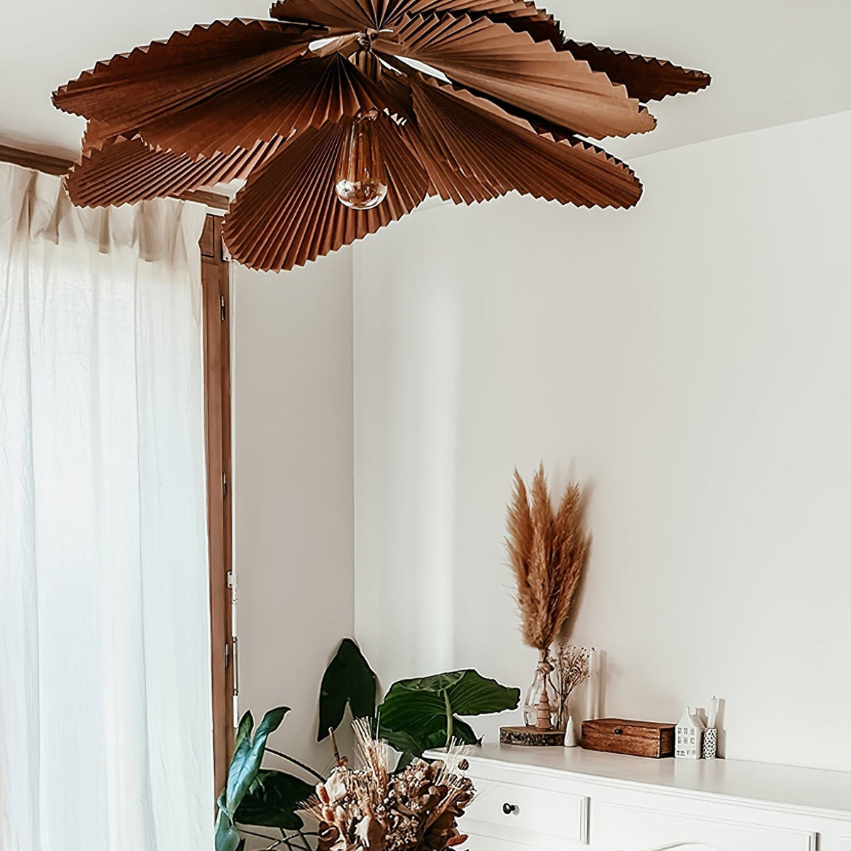 Pendant Lamp With Warm Glow Lyra Pleated Leaf Lotus