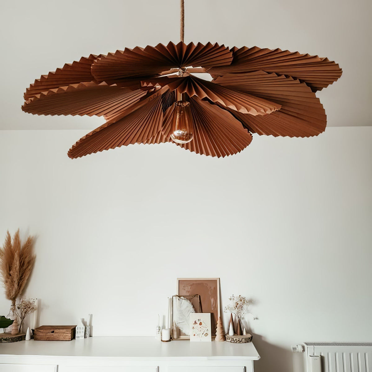 Pendant Lamp With Warm Glow Lyra Pleated Leaf Lotus