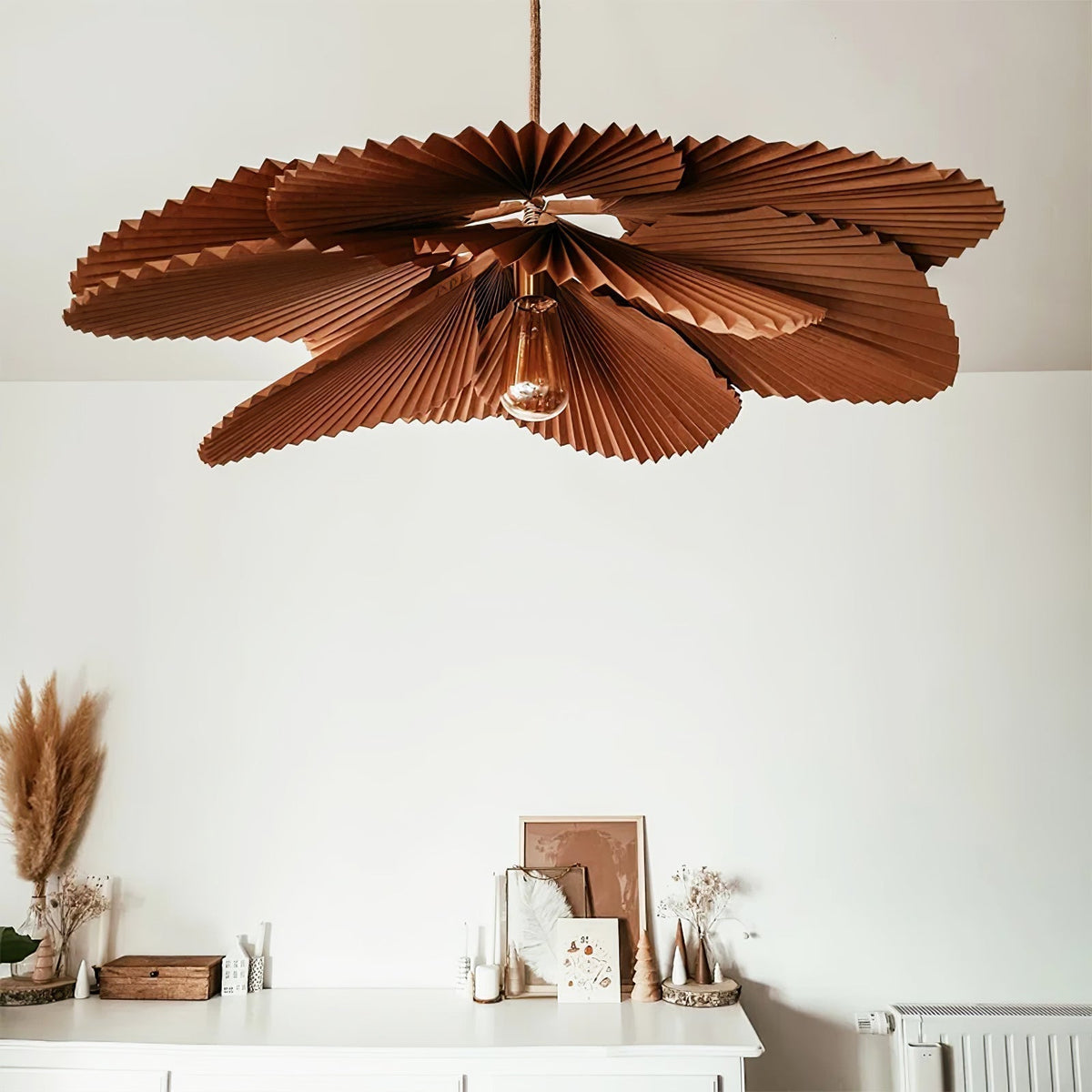 Pendant Lamp With Warm Glow Lyra Pleated Leaf Lotus
