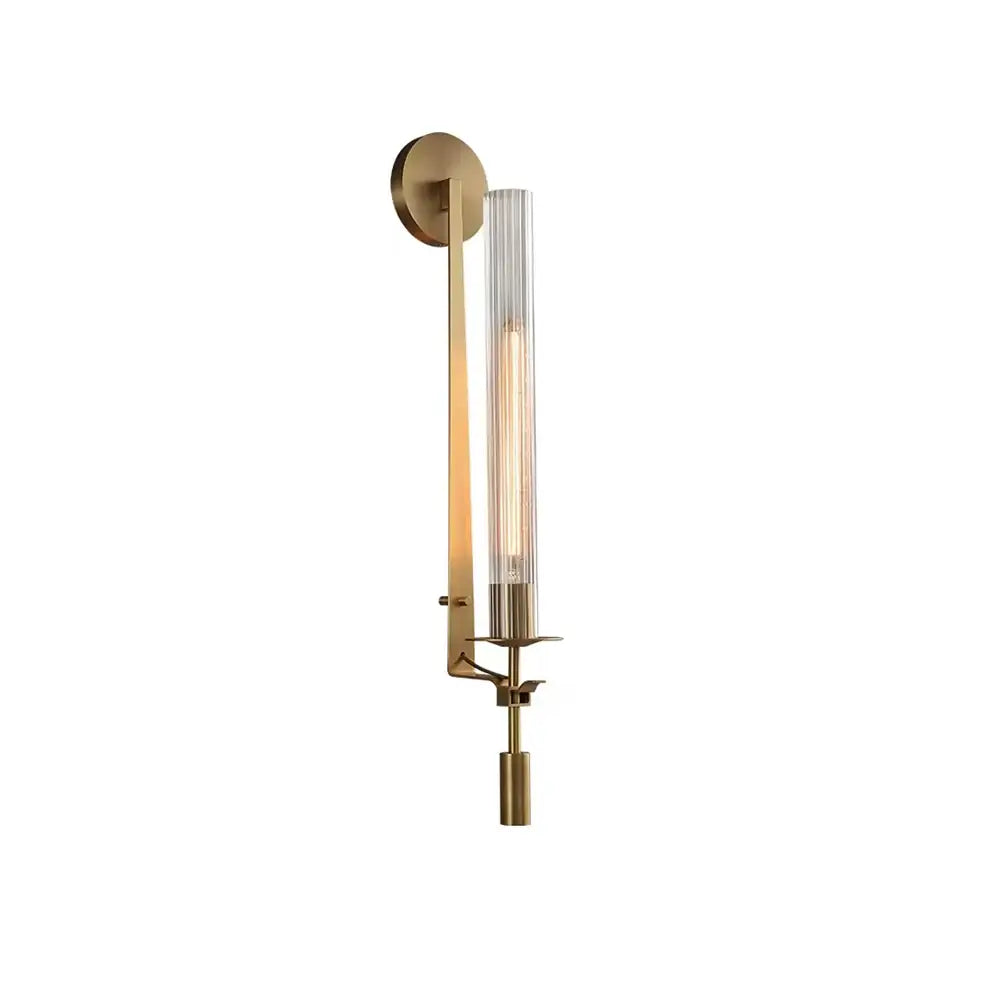 Farmhouse Interiors Ribbed Glass And Solid Brass Wall Lamp