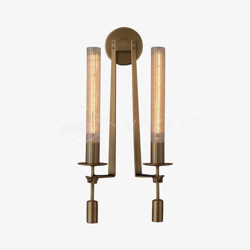 Farmhouse Interiors Ribbed Glass And Solid Brass Wall Lamp