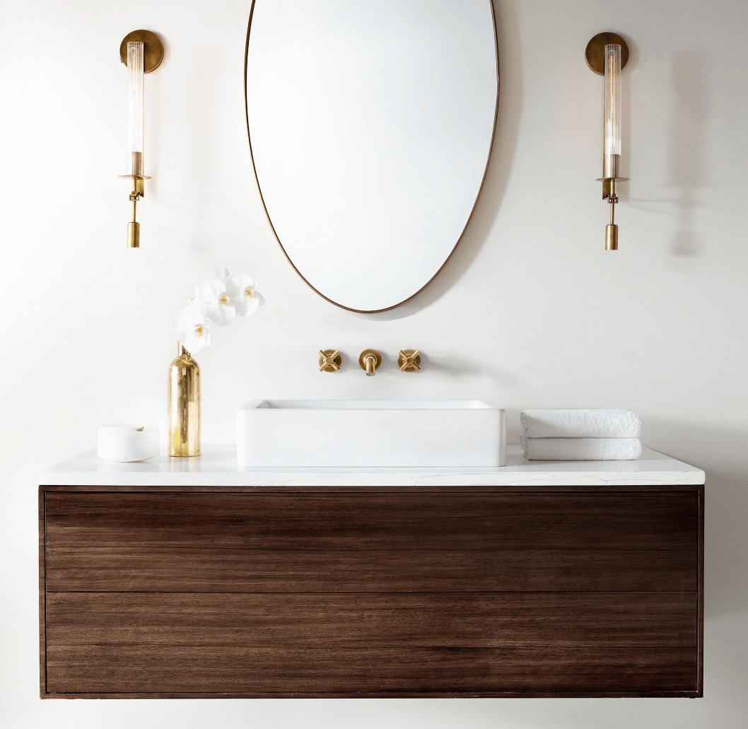 Farmhouse Interiors Ribbed Glass And Solid Brass Wall Lamp