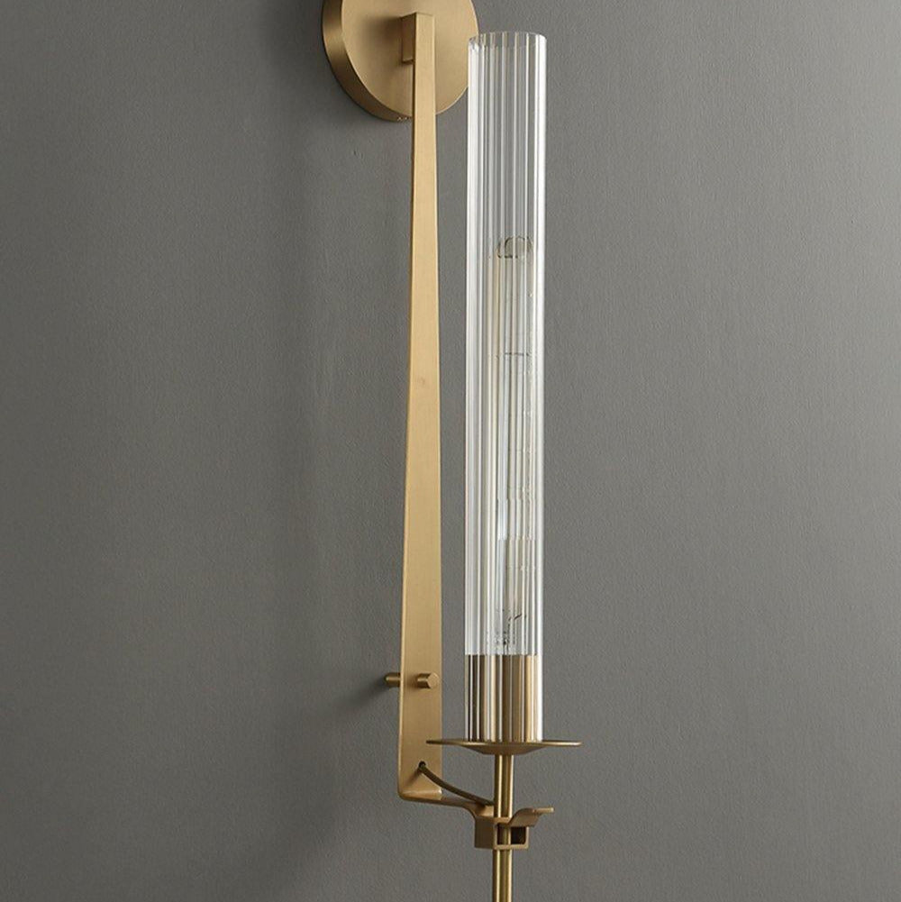 Farmhouse Interiors Ribbed Glass And Solid Brass Wall Lamp