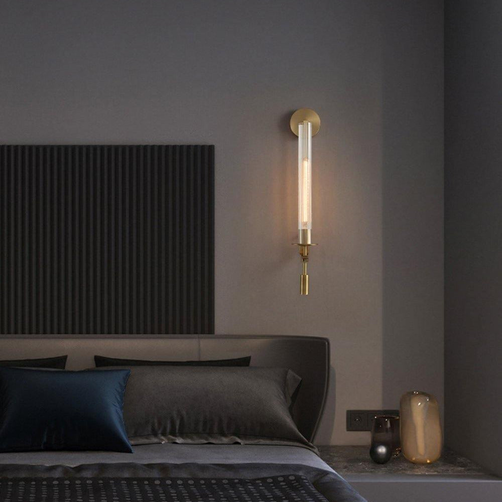 Farmhouse Interiors Ribbed Glass And Solid Brass Wall Lamp