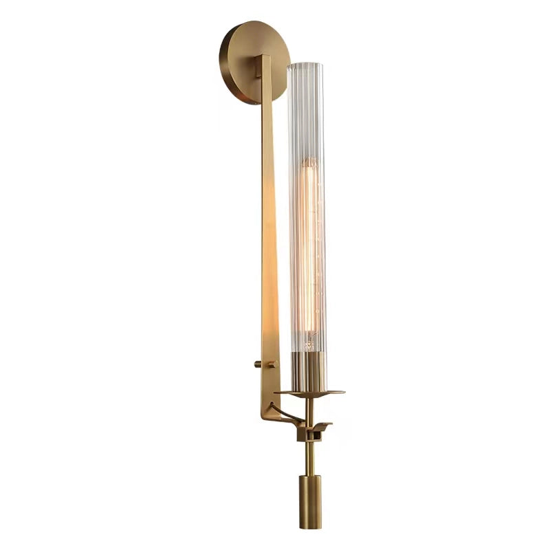 Farmhouse Interiors Ribbed Glass And Solid Brass Wall Lamp
