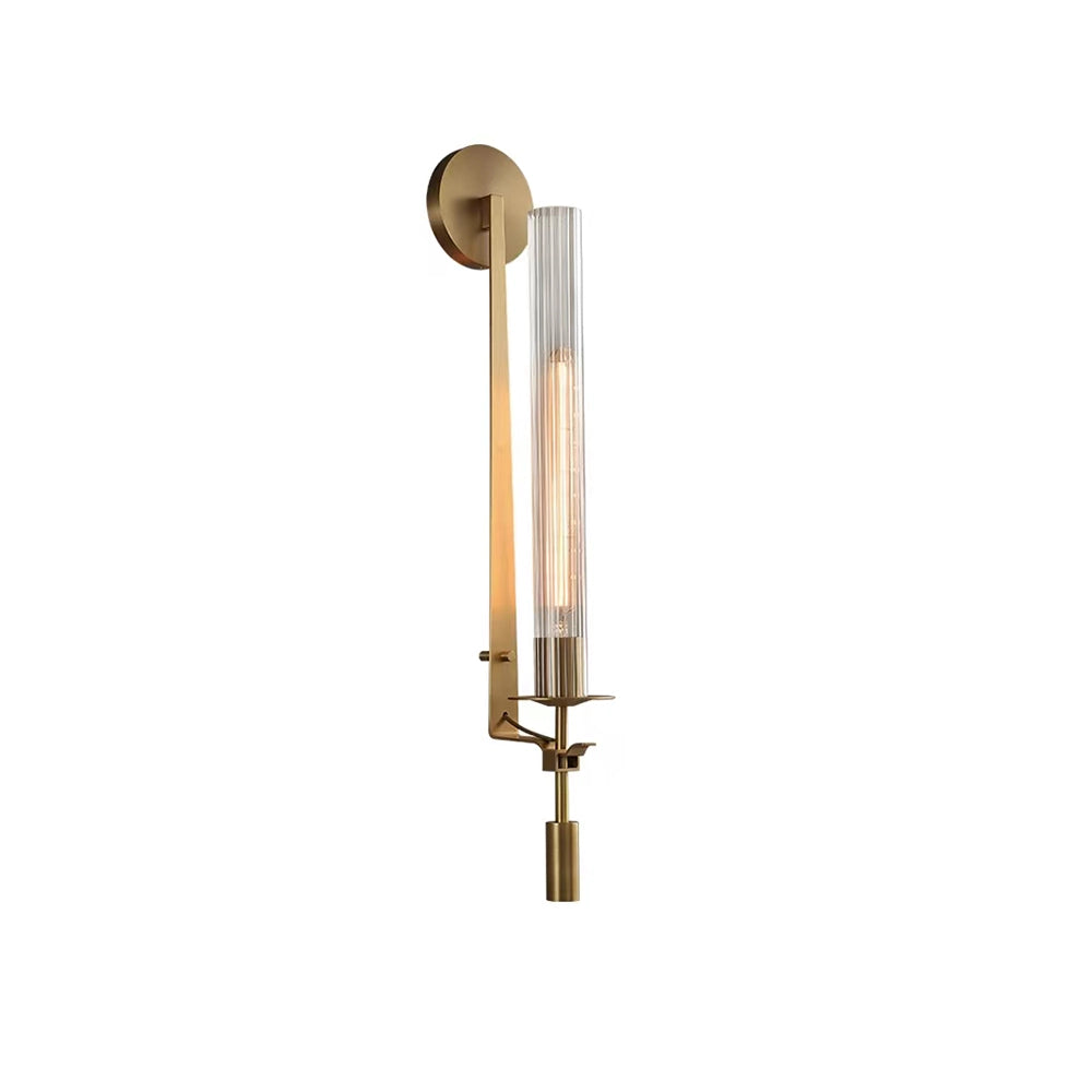 Farmhouse Interiors Ribbed Glass And Solid Brass Wall Lamp
