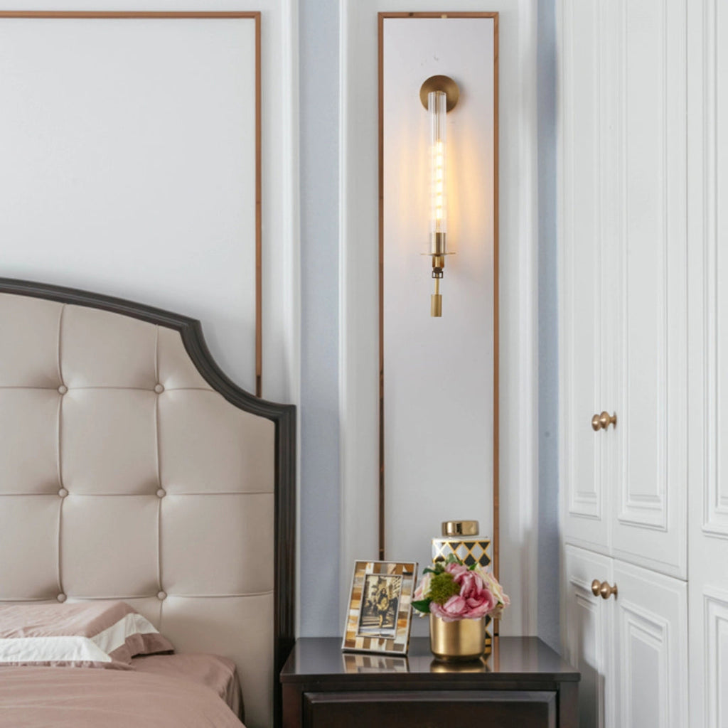 Farmhouse Interiors Ribbed Glass And Solid Brass Wall Lamp