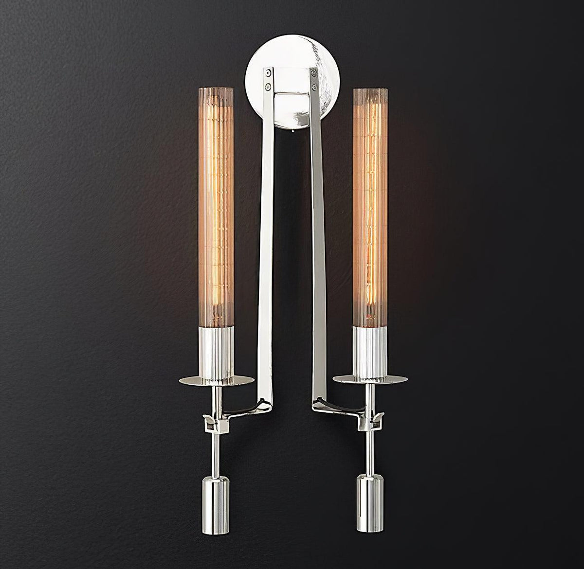 Farmhouse Interiors Ribbed Glass And Solid Brass Wall Lamp