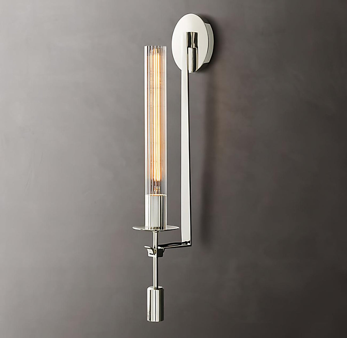 Farmhouse Interiors Ribbed Glass And Solid Brass Wall Lamp