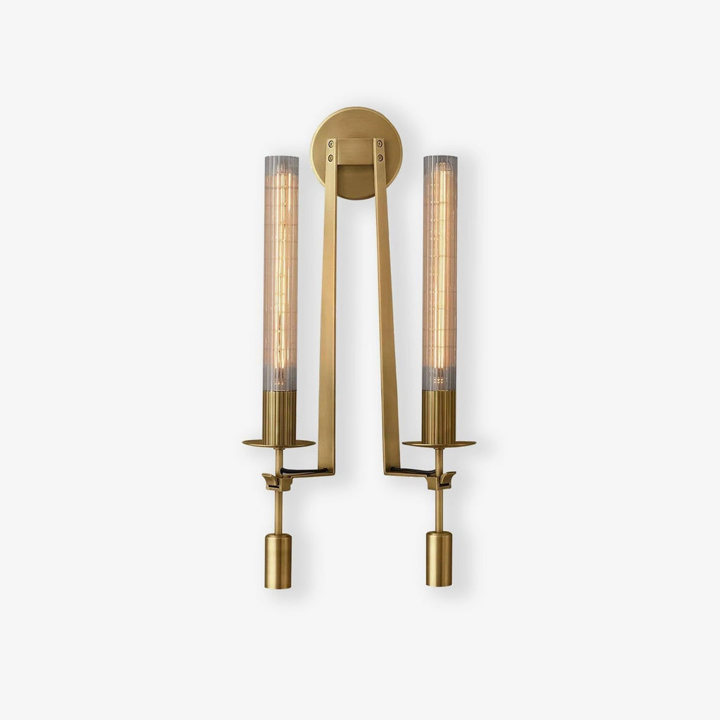 Farmhouse Interiors Ribbed Glass And Solid Brass Wall Lamp