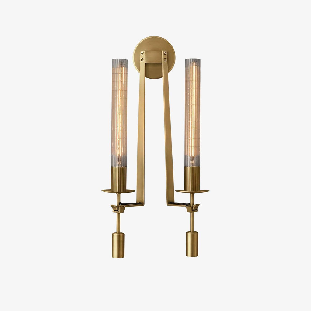 Farmhouse Interiors Ribbed Glass And Solid Brass Wall Lamp
