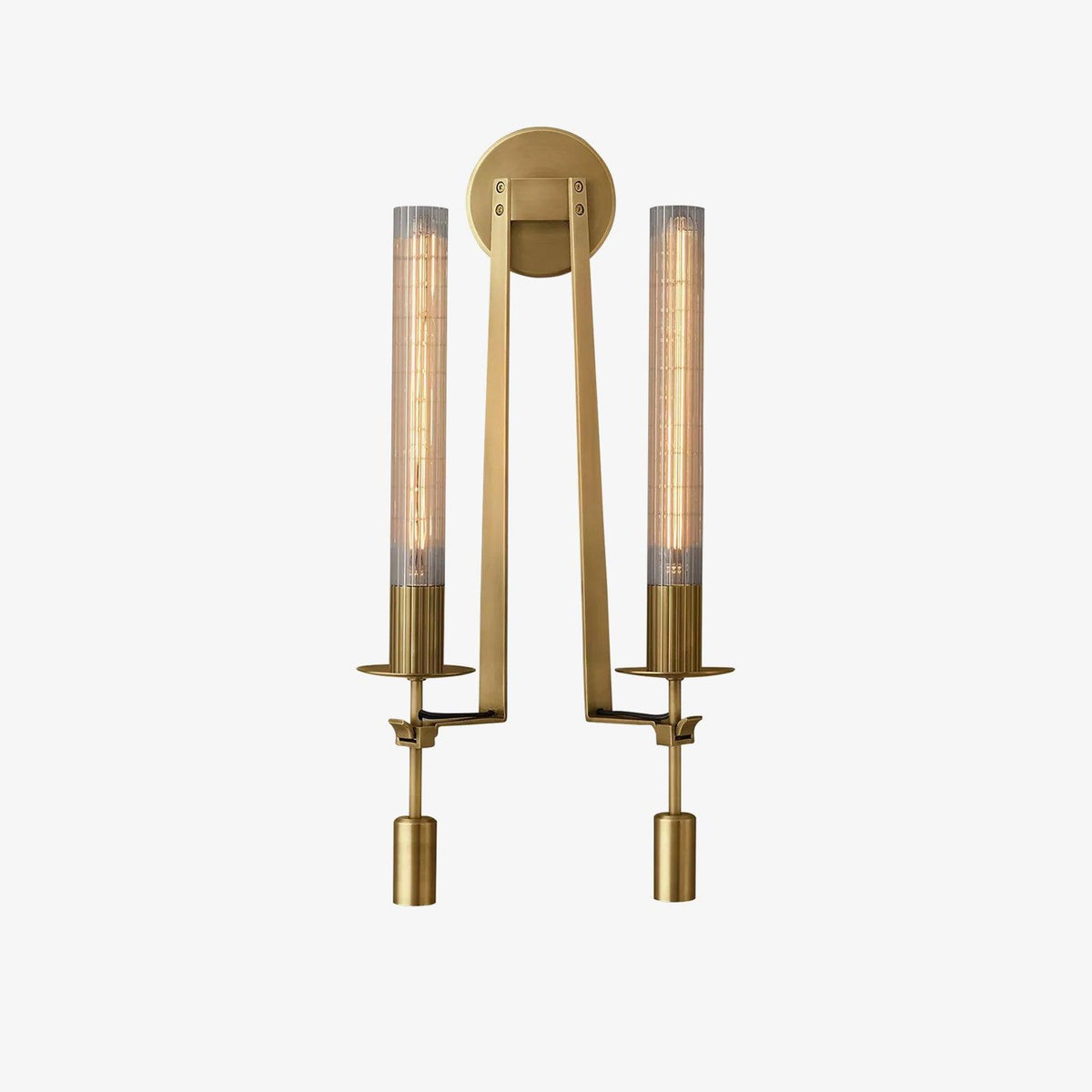 Farmhouse Interiors Ribbed Glass And Solid Brass Wall Lamp