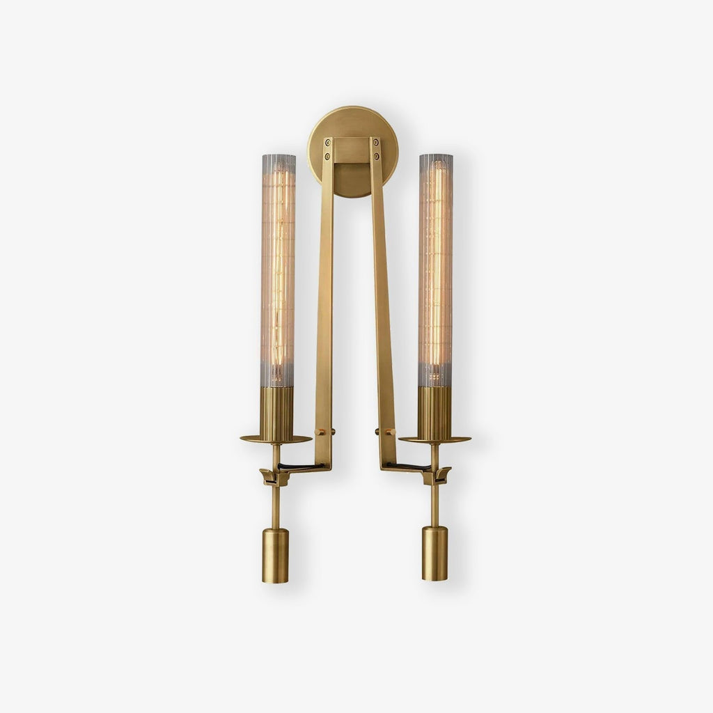 Farmhouse Interiors Ribbed Glass And Solid Brass Wall Lamp