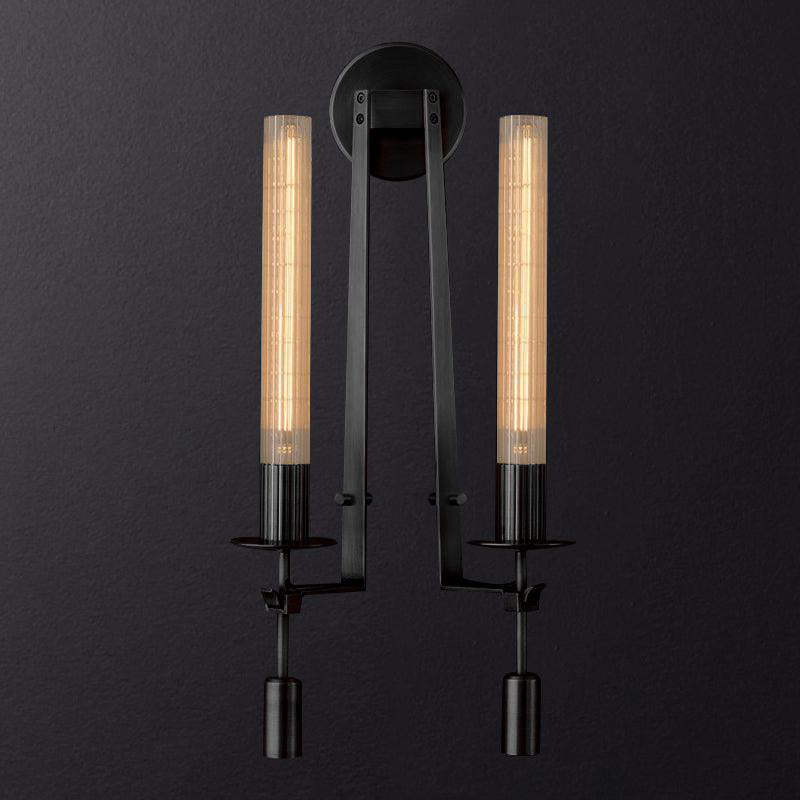 Farmhouse Interiors Ribbed Glass And Solid Brass Wall Lamp