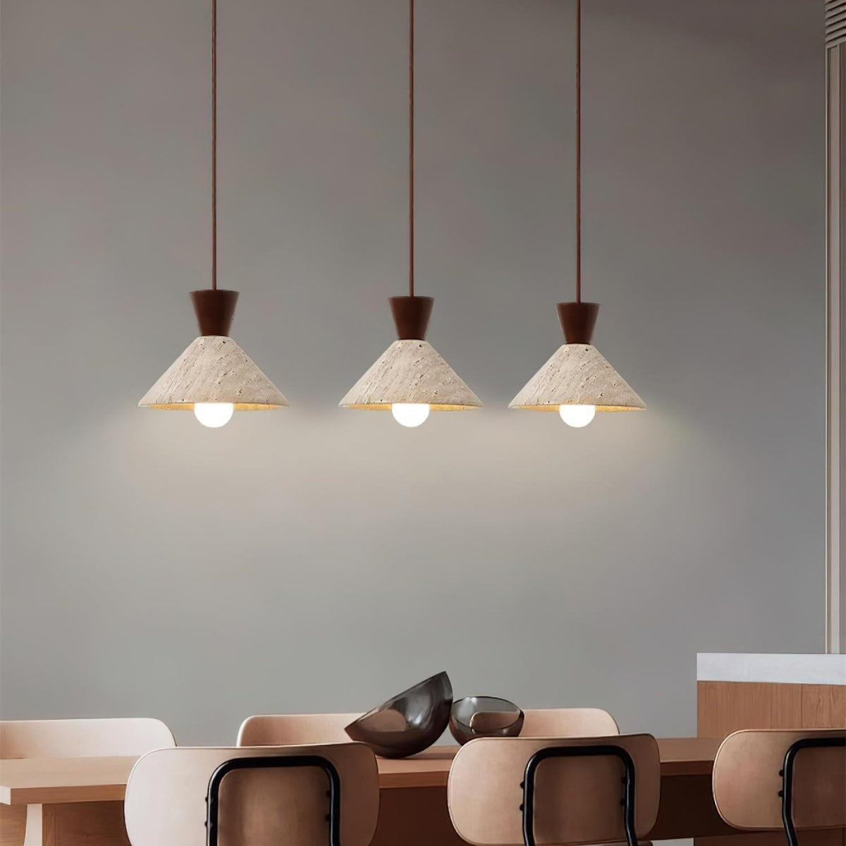 Pendant Light Elegant Travertine Wood